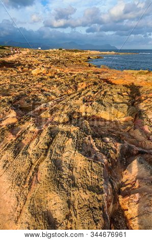 Seacoast near Can Picafort beach in sunset, Mallorca, Balearic islands, Spain