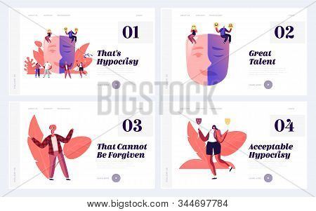 Hypocrisy, Lie And Insincerity Website Landing Page. Hypocrite People Hide Real Feelings, People Lyi