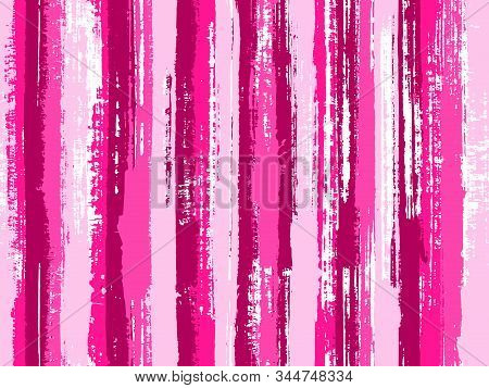 Watercolor Strips Seamless Vector Background. Striped Tablecloth Textile Print. Parellel Gouache Ver