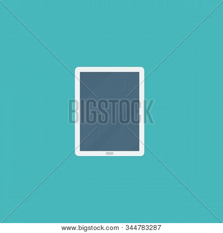 White Flat Tablet Icon In Cartoon Style. Stock Vector Illustration. 10 Eps