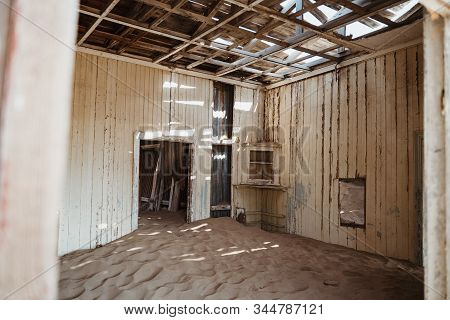 Desert Sand Has Invaded And Taken Over These Rooms In Kolmanskoppe, Namibia