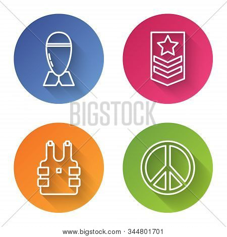Set Line Aviation Bomb , Chevron , Bulletproof Vest For Protection From Bullets And Peace . Color Ci