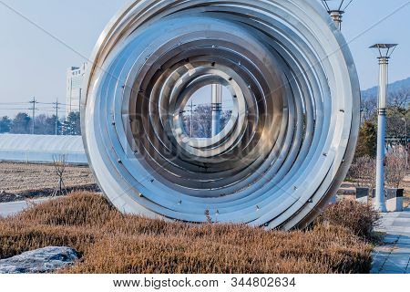 Metal Sculpture Of Concentric Circles