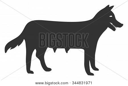 Dog Bitch Raster Icon. Flat Dog Bitch Pictogram Is Isolated On A White Background.