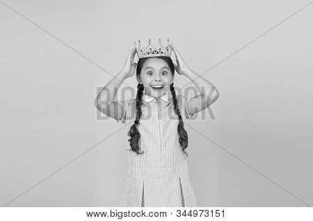 Luxury Everyone Can Afford. Reward For Best Winner. Small Egoist Girl Imagine She Is Princess. Luxur