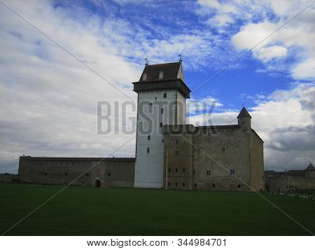 Narva City Fortress, Narva River, Narva City, Republic Of Estonia, Autumn, Travel, Europe