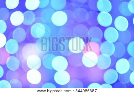 Pink, White, Blue Bokeh Abstract Blue Background