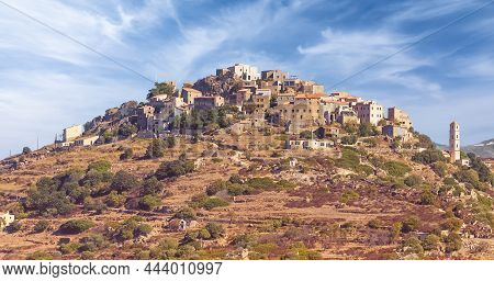 Landscape With Sant Antonino Village, Corsica Island, France