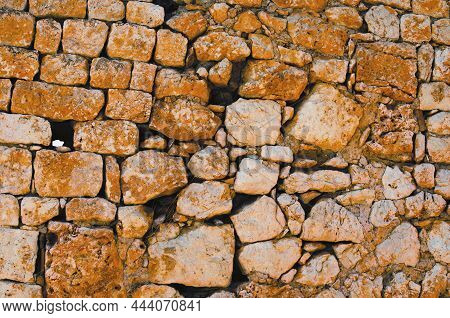 Acient Brick Wall. Grunge Brick Wall Background. Background Of Old Vintage Brick Wall. Outdoor And I