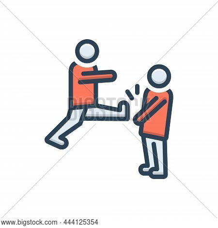 Color Illustration Icon For Fighting Violence Hostilities Combat Quarrel Rioting Battle Squabble Bra