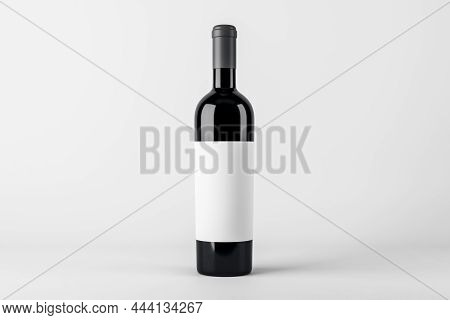 Blank Wine Botte With Mock Up Place On White Background. Product, Alcohol, Beverage And Advertisemen