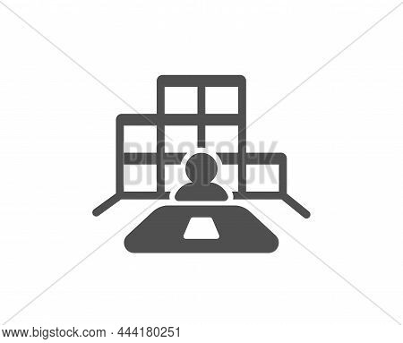 Inventory Icon. Warehouse Manager Sign. Wholesale Boxes Symbol. Classic Flat Style. Quality Design E