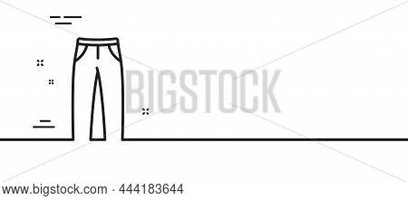 Pants Line Icon. Trousers Wear Sign. Fabric Jeans Symbol. Minimal Line Illustration Background. Pant