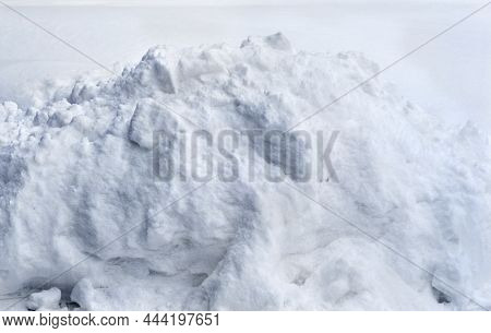 Snow Snowdrift . Snow Removal. Pile Of White Snow. Snow Hill