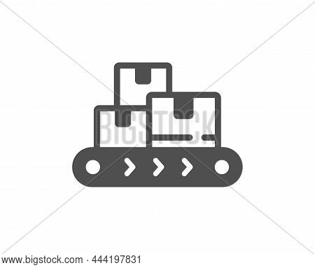 Wholesale Goods Icon. Warehouse Boxes Belt Sign. Logistic Inventory Symbol. Classic Flat Style. Qual