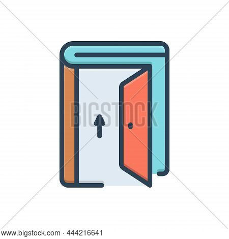 Color Illustration Icon For Admission Door Gate Exit Egress Gateway Entrance Entry Penetration Ingre