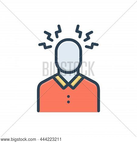 Color Illustration Icon For Depression Alone Headache Sad Loneliness Apoplectic Sickness Disease Psy