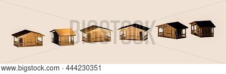 3d Model Bamboo Hut Wood Hut Canteen, 3d Wood Hut House, Matte Painting Of Wood Home For Vfx, Movie 