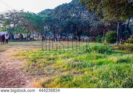 Kolhapur, India - December 5th 2020;scenic View Of Public Garden Or Jogging Park, Kids Playing With 