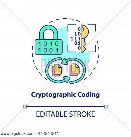 Cryptographic Coding Concept Icon. Data Encryption. Coding Abstract Idea Thin Line Illustration. Iso
