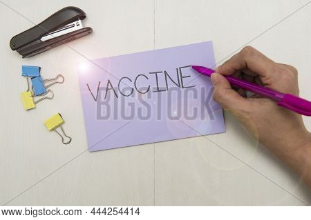 Text Sign Showing Vaccine. Business Approach Preparation Of Killed Microorganisms Or Living Attenuat