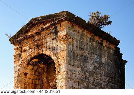 Detailed View Top Of The Antique Crypt. Necropolis In The Ancient City Of Kanlidivane In Mersin Prov