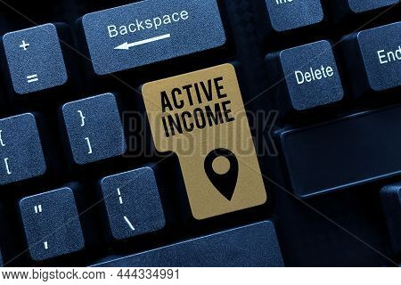 Text Caption Presenting Active Income. Business Concept Royalties Salaries Pensions Financial Invest
