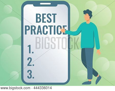 Inspiration Showing Sign Best Practice. Word Written On Method Systematic Touchstone Guidelines Fram