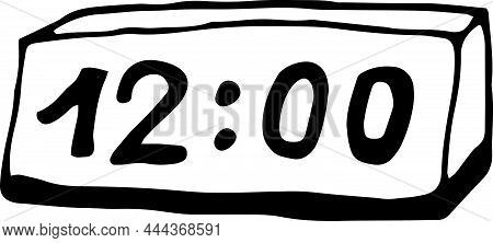 Single Element Of Clock In Doodle Business Set. Hand Drawn Vector Illustration For Cards, Posters, S