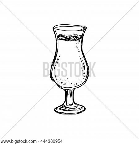 Vector Alcohol Cocktail Pino Colada. Hand Drawn. Isolated Element For Summer Menu, Invitations, Vaca