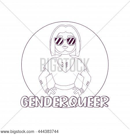 Isolated Happy Genderqueer Person Vector Illustration Desing