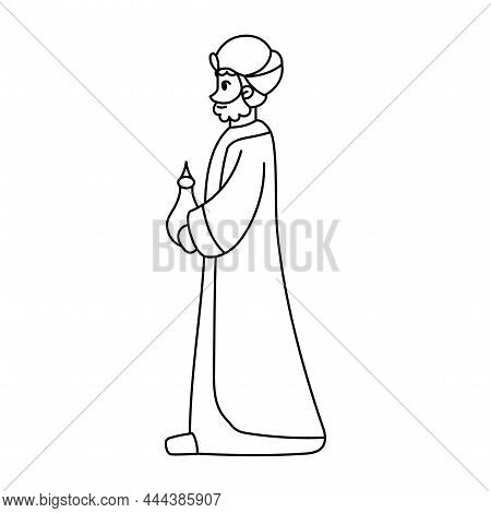 Isolated Shephered Belen Draw Manger Jesus Christmas Vector Illustration