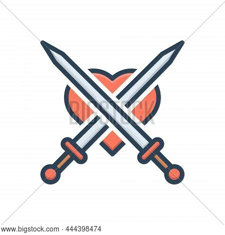Color Illustration Icon For For Attack Invasion Aggression Onslaught Sword Aggression Disarm Daunt W