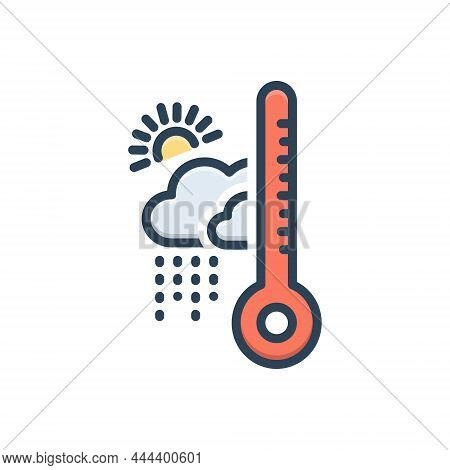 Color Illustration Icon For Climate Rainy Fahrenheit Showery Thunder Forecast Weather Season Changin