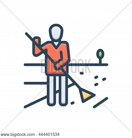 Color Illustration Icon For Responsibility Amenableness Authority Management Sweeper Swabber Obligat