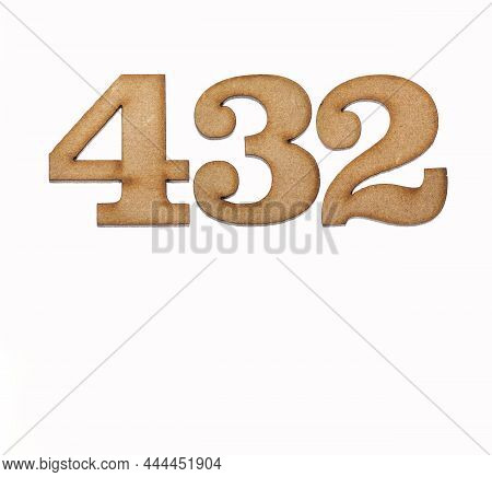 Number 432 In Wood, Isolated On White Background