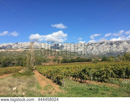 Famous Montagne Sainte Victoire At Chateauneuf Le Rouge Under Blue Sky