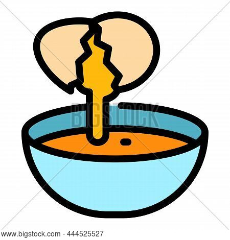 Egg Bowl Cooking Icon. Outline Egg Bowl Cooking Vector Icon Color Flat Isolated