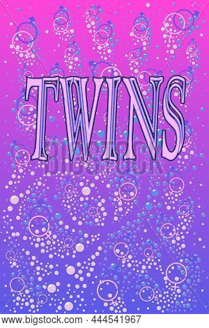 Twins With The Male And Female Symbols Bubbling Under Water In Mauve Shades And Blue