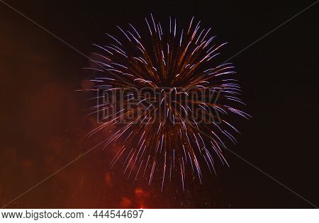 Fireworks Explosive On Dark Sky In Night