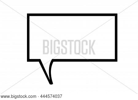 Blank Speech Rectangle Bubble Chat In White Background. Comic Speech Bubble Sign Icon. Chat Think Sy