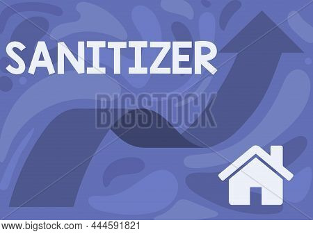 Conceptual Display Sanitizer. Business Approach Liquid Or Gel Generally Used To Decrease Infectious 