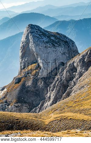 Panoramic View On Mountains, Autumn Vibes In Mountain Range Hochschwab, Styria, Austrian Alps, Austr