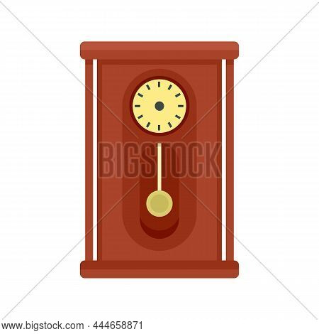 Home Pendulum Clock Icon. Flat Illustration Of Home Pendulum Clockvector Icon Isolated On White Back
