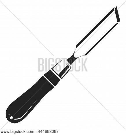 Chisel Icon. Woodworking Tool. Cutting Edge With Wood Handle