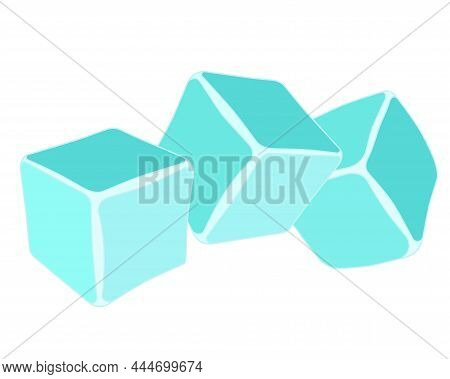 Ice Cubes For Drinks - Vector Color Illustration For Logo Or Pictogram. Three Ice Cubes For Drinks