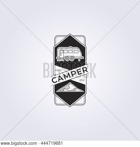 Overland Camper Outdoor Mountain Logo Vector Illustration Design Abstract Vintage Retro