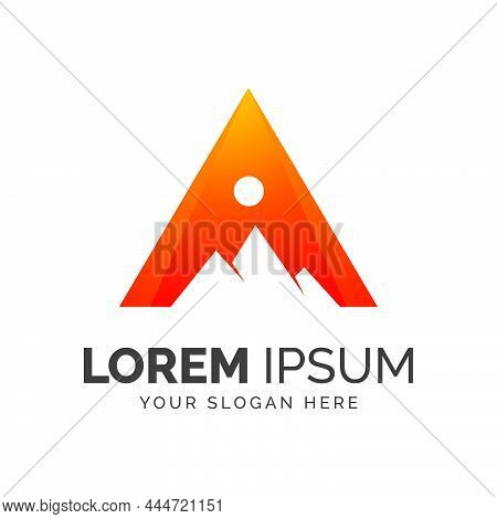 Abstract Letter A Mountain Design Vector Graphic Elements Template