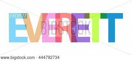 Everett. The Name Of The City On A White Background. Vector Design Template For Poster, Postcard, Ba