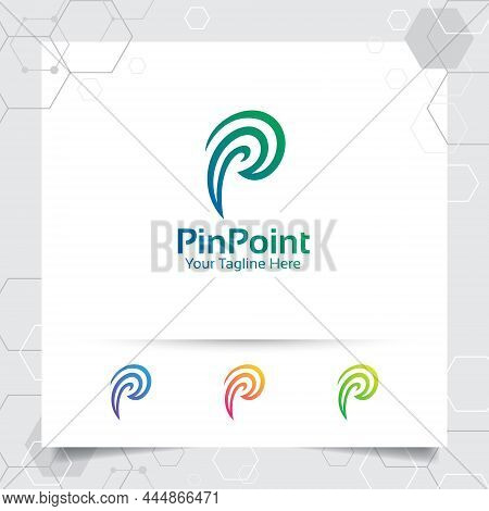 Business Finance Letter P Logo Design Vector With Pin And Spiral Concept For Marketing, Consulting, 